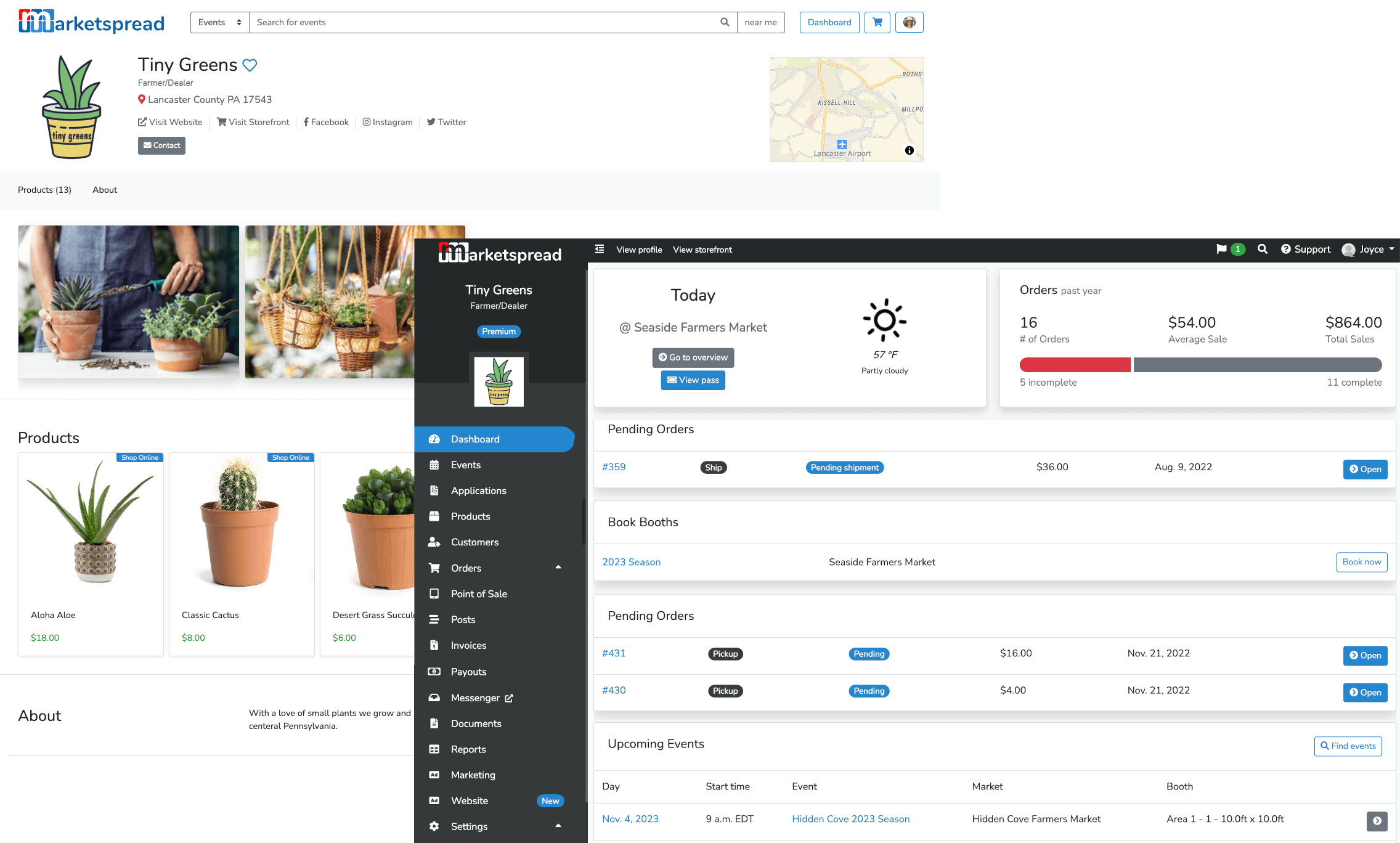 Marketspread dashboard screenshot